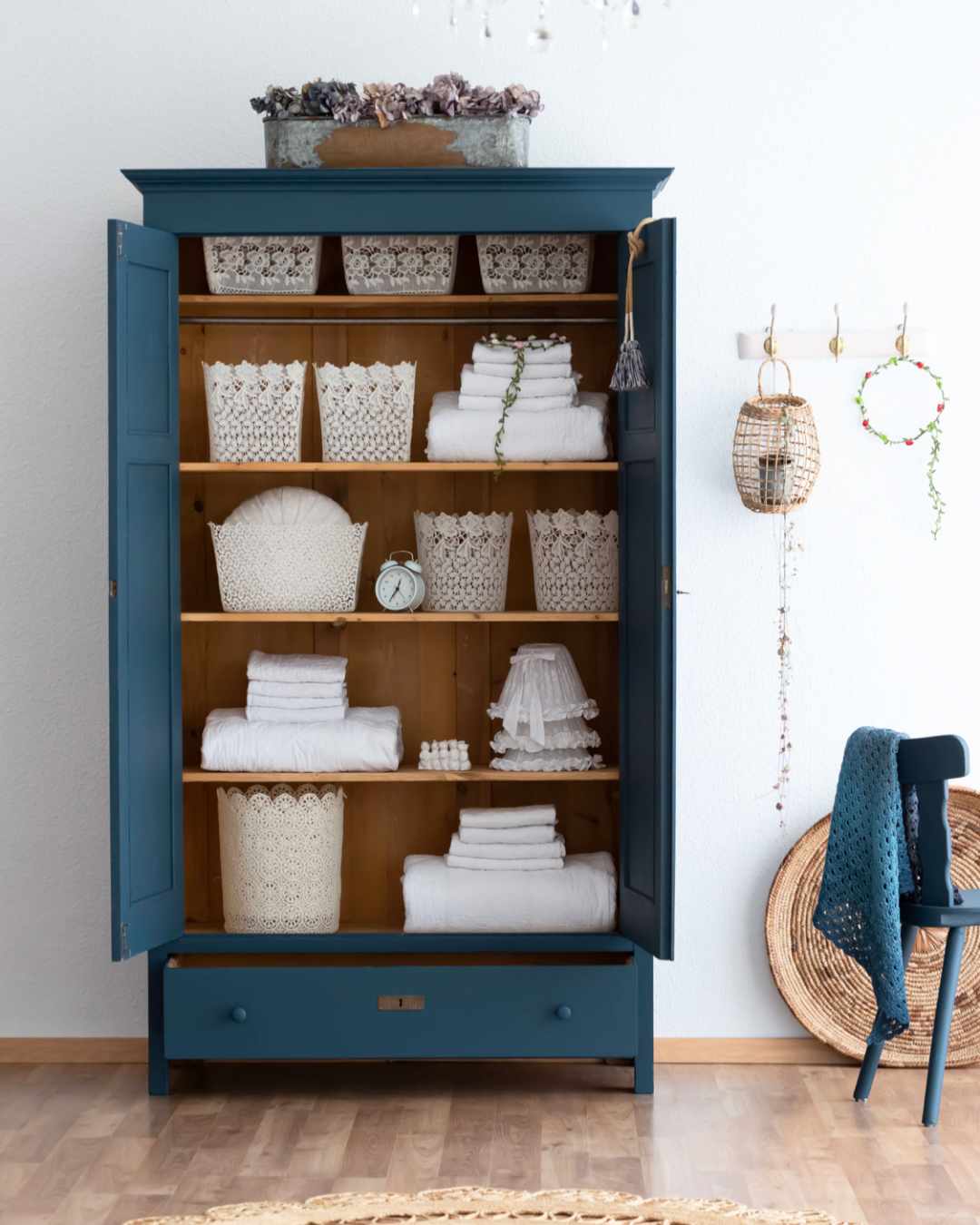 Large Vintage Double Wardrobe / Linen Cupboard